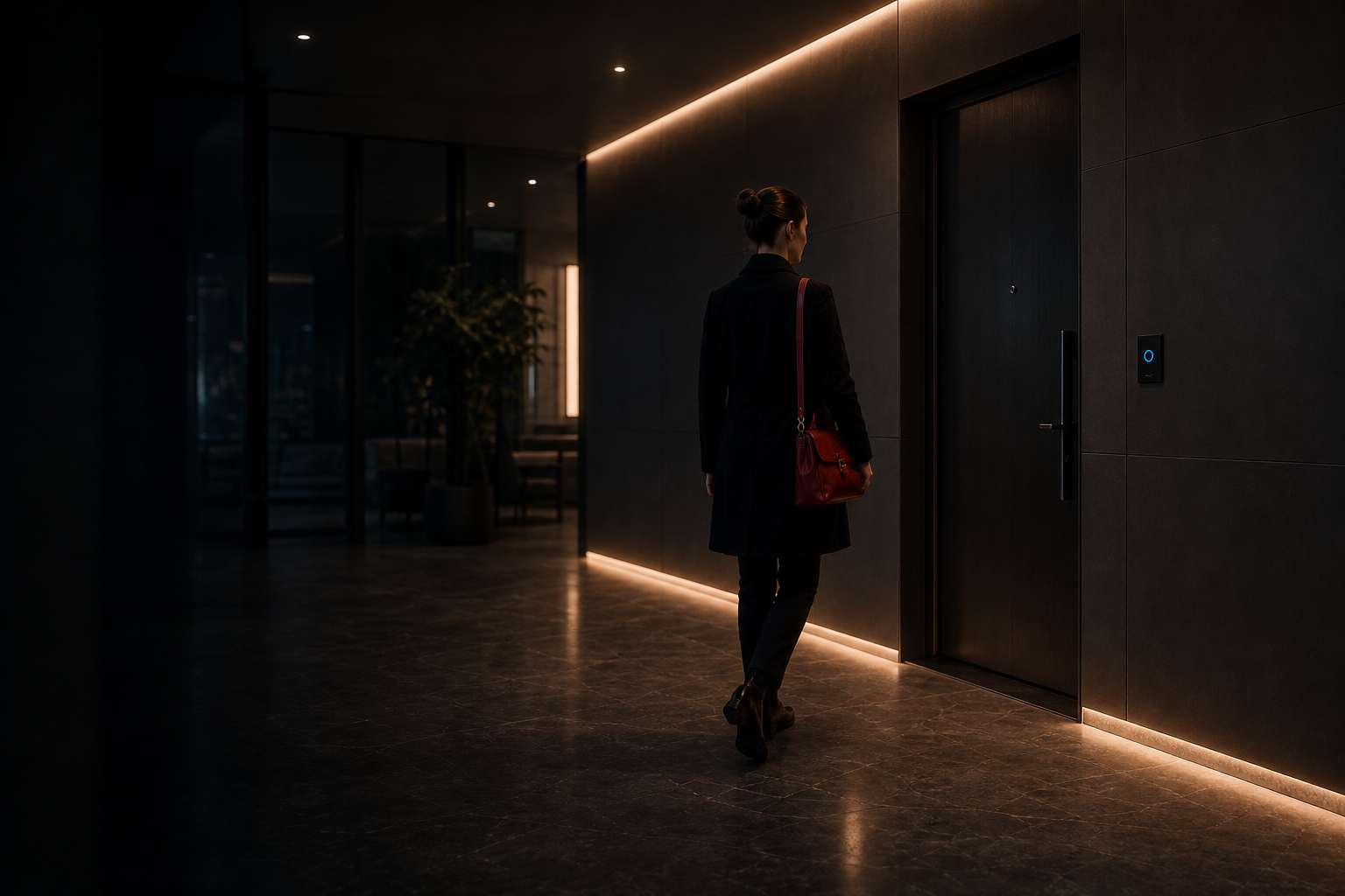 Pametni keybox pored premium ulaznih vrata — siguran pristup izvan paketa